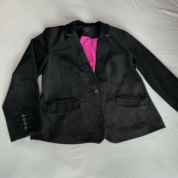 Charter Club Velveteen Blazer Jacket Black Women’s Size Petite 16 Edgy Corporate - Picture 12 of 12